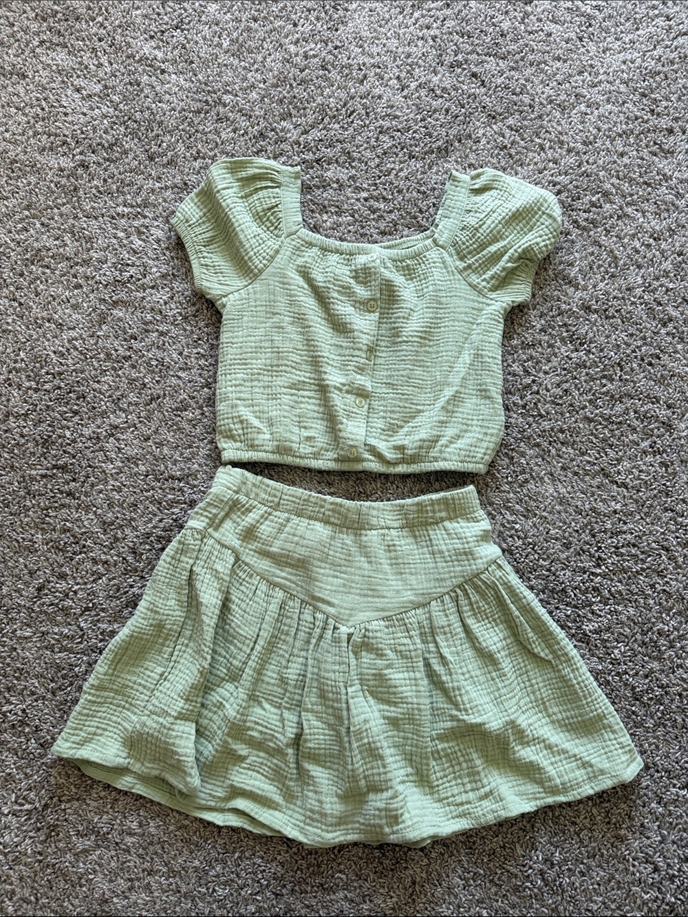 Haute Hippie Sage Green Cotton Two-Piece Dress Set